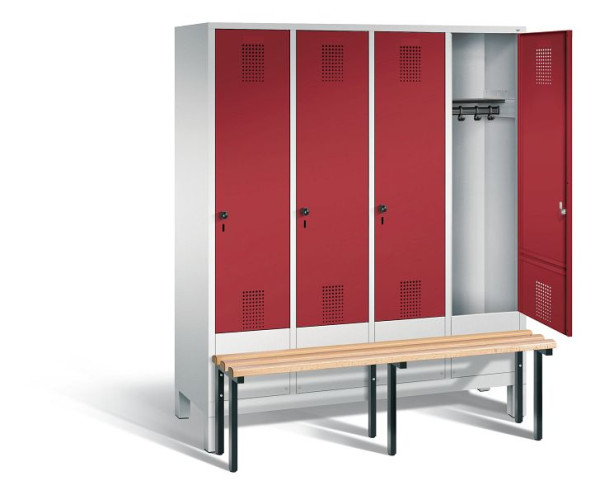 C+P Evolo garderobe, H1850xW1590xD815mm, kleur: lichtgrijs/robijnrood, 48030-42 S10019