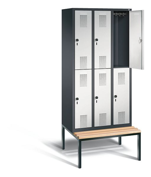 C+P locker dubbellaags Evolo, H2090xW900xD815mm, kleur: zwartgrijs/lichtgrijs, 48350-30 S10171