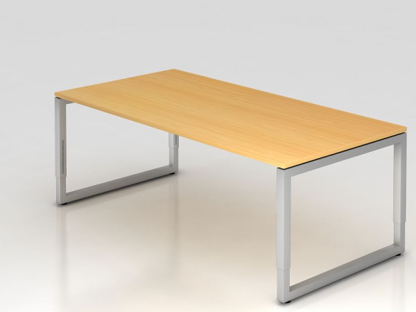 Hammerbacher bureau O-voet vierkant 200x100cm beuken, rechthoekige vorm met zwevend tafelblad, VRS2E/6/S