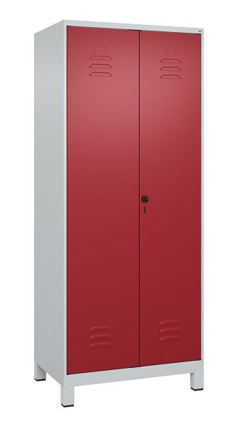 C+P Mehrzweckschrank Classic PLUS, Füße, 2 Abteile, 1950x800x500mm, 7035/3003, Drehriegel, Türen zueinanderschlagend, 080012-22B S10001