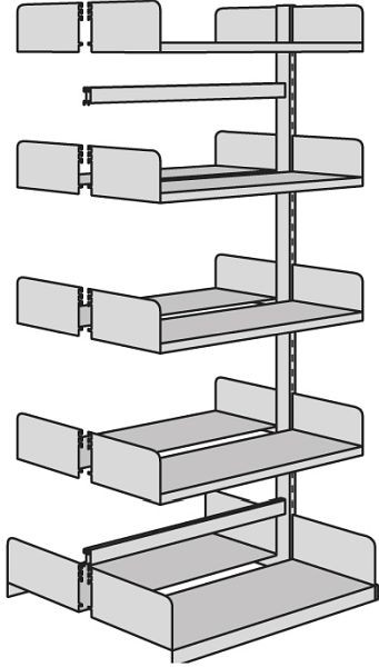 Kerkmann Univers vrije armplank, B 1000 x D 250 x H 2000 mm, lichtgrijs, 52894311