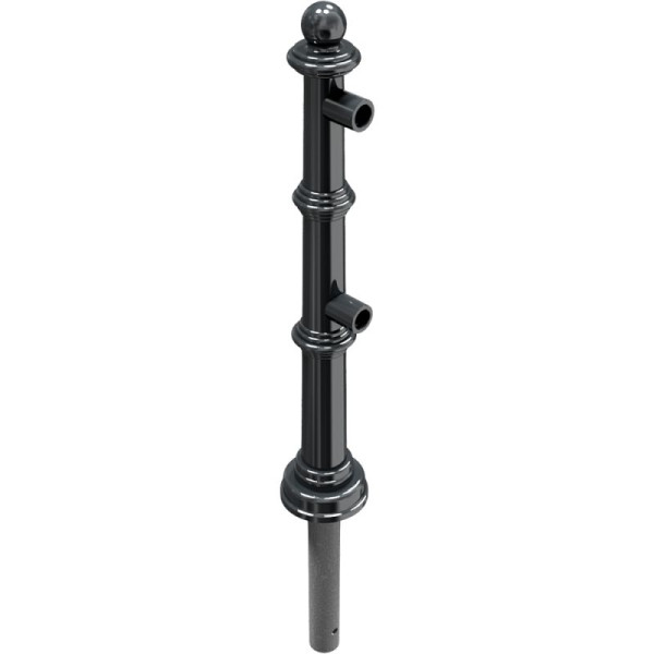 Stone HGS stijl beschermrailing, eindpaal voor boven- en knierail, conisch Ø 60-160mm, bovengrondse hoogte 900mm, voor inzetting in beton met grondanker, antracietgrijs (ijzermica), 495.11b