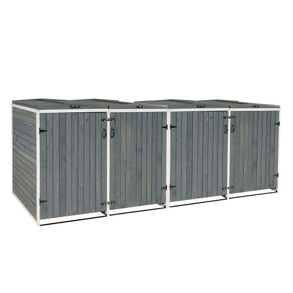 Mendler XL HWC-H74 4/8 vuilnisbakbekleding, vuilnisbak, uitbreidbaar 120x75x96 hout, grijswit, 2x80478+2x80479