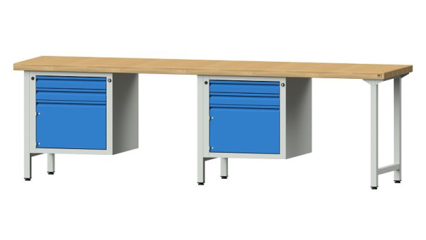 ANKE werkbanken combinatie werkbank, model 732 E, 2800 x 700 x 850 mm, RAL 7035/5012, BMP 50 mm, 511.001