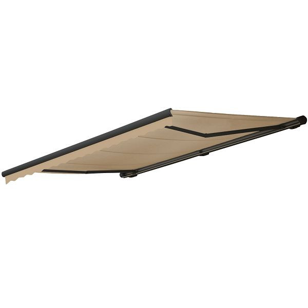 Mendler elektrische cassetteluifel T123, volledige cassette volant 4,5x3m, polyester creme, antraciet, 58270+34295+58310+34306
