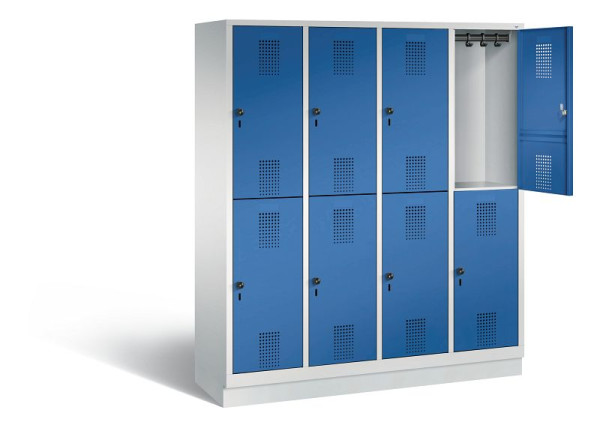 C+P locker dubbeldekker Evolo, H1800xB1590xD500mm, kleur: lichtgrijs / gentiaanblauw, 48320-42 S10039
