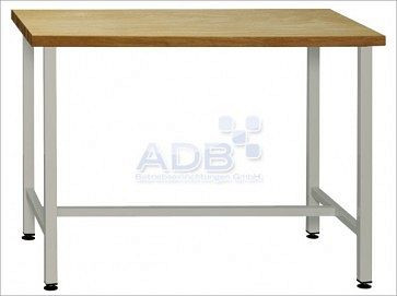 ADB werkbank, basismodel met werkbankblad en onderstel, afmetingen: 1200x600x840mm (BxDxH), kleur werktafel: grijs, RAL 7035, 40933