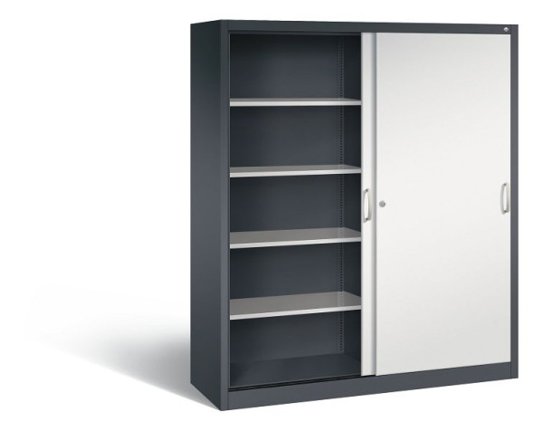 C+P schuifdeurkast Acurado, H1950xB1600xD500mm, kleur: zwartgrijs/lichtgrijs, beugelgreep, 5 niveaus, 2150-00 S10105