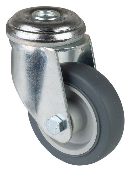 BS-wielen Zware apparatuurwiel, wielbreedte 21 mm, wiel-Ø 80 mm, draagvermogen 80 kg, grijs rubberen loopvlak, glijlager, VE = 4 stuks, C101.A80.081