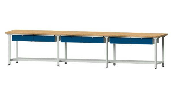 ANKE werkbanken werktafel, model 205, 4050 x 800 x 840 mm, RAL 7035/5010, BMP 40 mm, 401.548