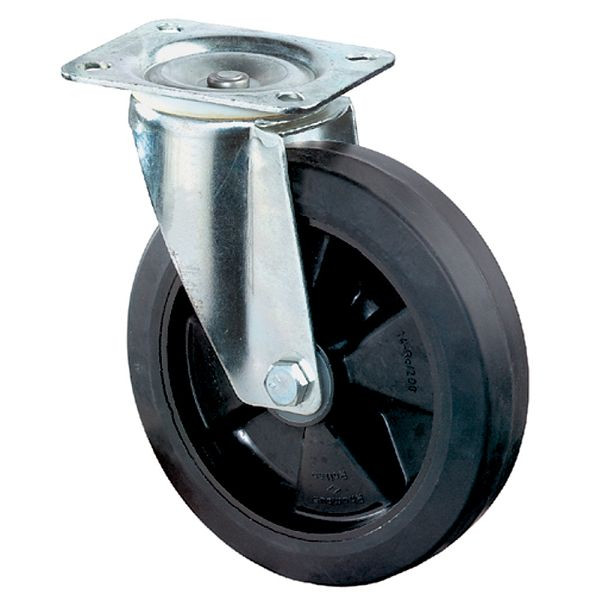 BS-rollen transportrol, wielbreedte 30 mm, wiel-Ø 100 mm, draagvermogen 140 kg, zwarte elastische banden, rollagers, VE = 4 stuks, L400.B60.100