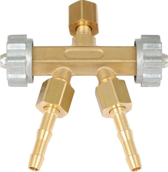 ELMAG dubbele aftakkingsafsluiter met tules en moeren, IT 1/4' voor zuurstof/menggas, 55220