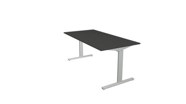 Kerkmann bureauvorm 2 - B 1600 x D 800 x H 700-820 mm met T-voetframe in aluminium zilver, antraciet, 11020613