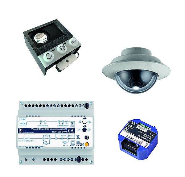 TCS video:kit V2D met ingebouwde deurluidspreker ASI12000 + ingebouwde camera FVK4225 + V2D adapter FVW3030 + voedingseenheid NVV1000, VK07