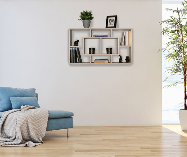 Wohnling wandplank ALEX Sonoma 85 x 47,5 x 16 cm MDF hout, modern, vrij zwevend, open om op te hangen, WL5.168