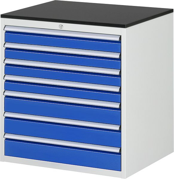 RAU ladekast serie 7000, B770xD650xH820mm, laden: 4xH90, 3xH120mm, werkblad melaminehars gecoat, 03-XL5.17A-M.11