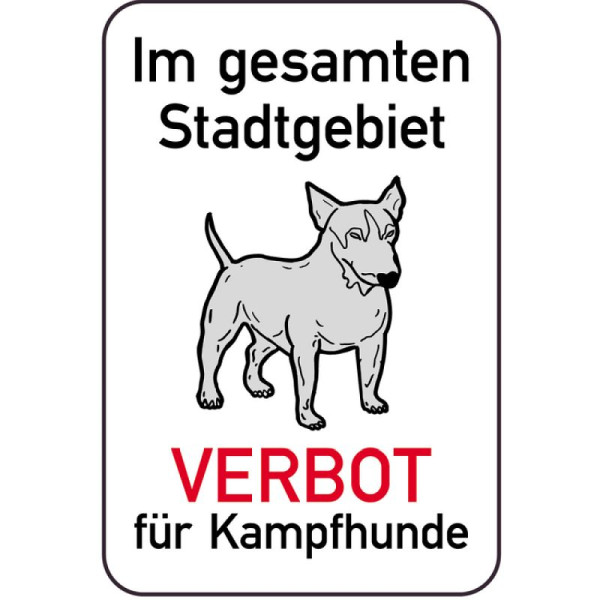 Stenen HGS hondenbord, VERBODEN voor vechthonden in de hele stad, 400 x 600 mm, 14877