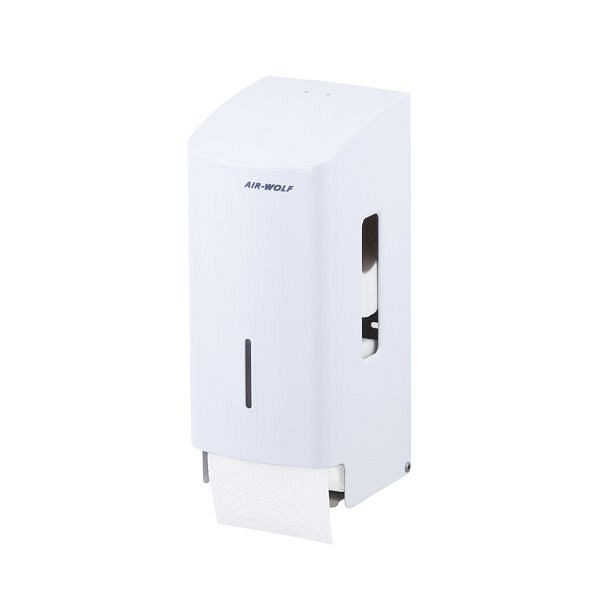 Air Wolf toiletpapierdispenser voor 2 huishoudrollen, Alpha-serie, H x B x D: 277 x 119 x 130 mm, wit roestvrij staal, 60-102