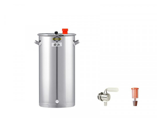 Speidel fermentatie- en voorraadvat set UF 60 liter met fermentatie- en voorraadvat gemaakt van roestvrij staal (15 tot 120 liter), roestvrijstalen aftapkraan, fermentatie stop en stop, 47123