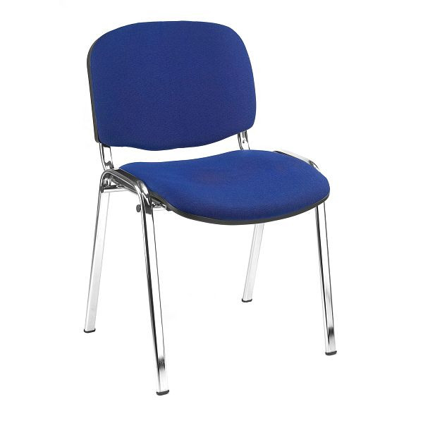 Lüllmann gestoffeerde stoel zonder armleuningen, verchroomd, 470/840 x 545 x 425 mm, blauw, 220221