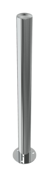 Schake RVS paal Ø 76 mm zonder siergroef, stationair, voor plugbevestiging met voetplaat Ø 150 x 5 mm, zonder slot, zonder oog, 4072P