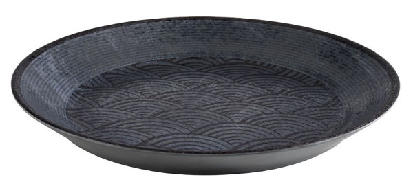 APS schaal -DARK WAVE-, Ø 32 cm, hoogte: 3,5 cm, melamine, binnen: decor, buiten: zwart, 84912