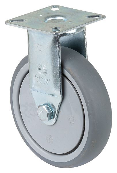 BS Rollen apparaatrol, plaat, wielbreedte 24 mm, wiel-Ø 100 mm, draagvermogen 70 kg, grijs rubberen loopvlak, kogellager, VE = 4 stuks, A310.A85.100