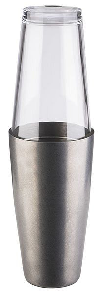 APS Boston Shaker, 2-delige set, Ø 9 cm, hoogte: 30 cm, roestvrijstalen beker: 700 ml, glas: 400 ml, antieke roestvrijstalen look, 93350