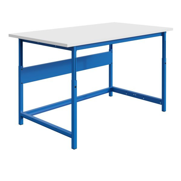 SOFAME PACKLOG paktafel, mechanisch in hoogte verstelbaar, 1500 x 750 x 770 tot 1050 mm, RESITOP laminaatwerkblad 30 mm, lichtgrijs RAL 7035, W010020591GC