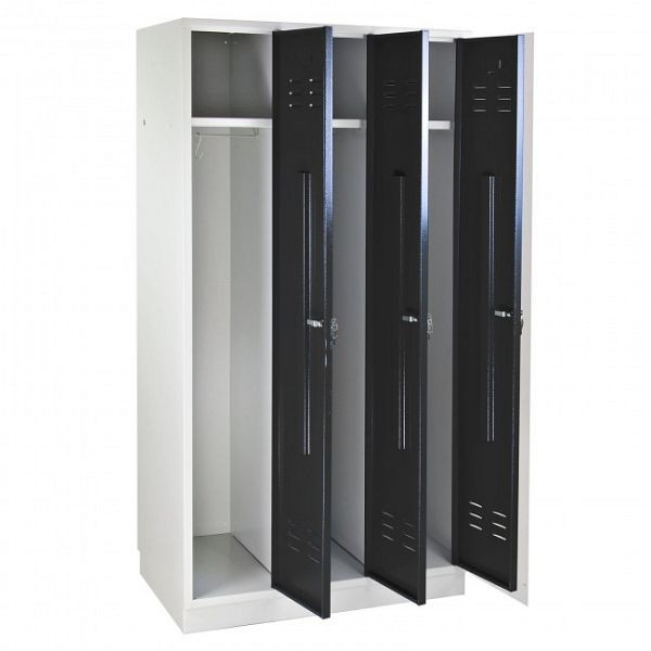 ADB locker/kledingkast "Regular" 3-deurs, afmetingen HxBxD: 1775x890x500 mm, corpuskleur: lichtgrijs, RAL 7035, deurkleur: antraciet (RAL 7016), 40908