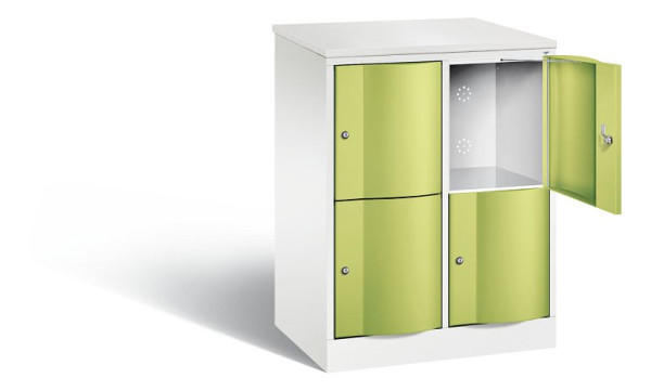 C+P lockerkast Resisto, H1077xB772xD540mm, kleur: verkeerswit / virid green, 8472-272 S10111