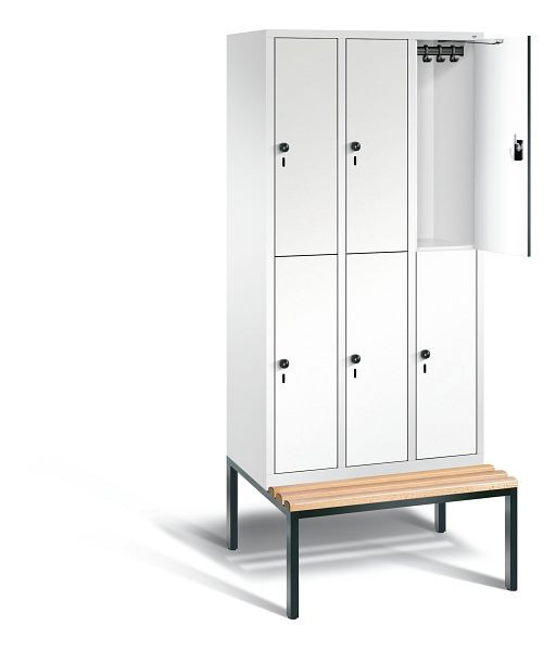 C+P locker dubbellaags Evolo, H2090xB900xD815mm, kleur: verkeerswit / decor wit, 48350-30 S10412