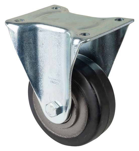 BS Rollen Zwaarlastwiel, bokwiel, wielbreedte 50 mm, wiel-Ø 125 mm, draagvermogen 275 kg, zwarte elastische banden, gegoten, kogellagers, L610.B81.125