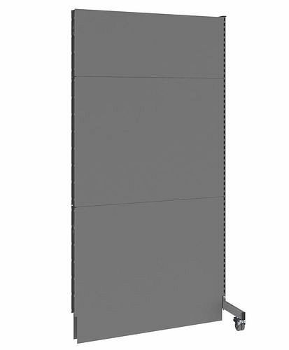 DENIOS mobiele akoestische scheidingswand, opzetpaneel, B 1250, H 2500 mm, tweezijdige akoestische geperforeerde plaat, grijs, 293085