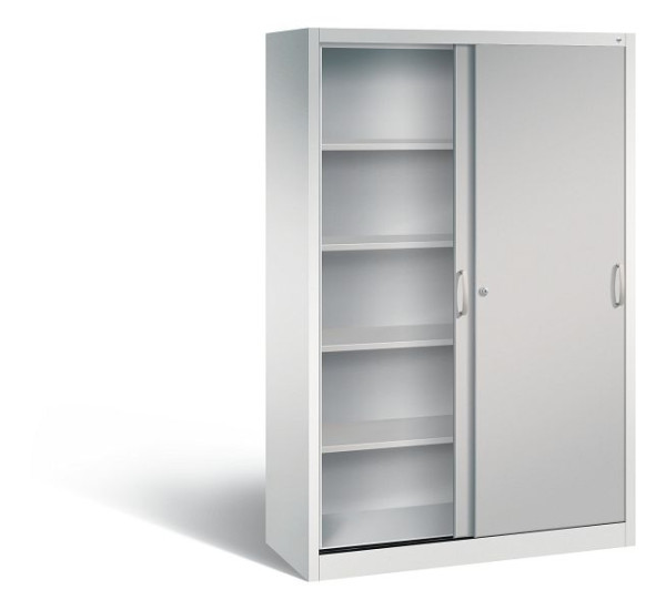 C+P schuifdeurkast Acurado, H1950xB1200xD500mm, kleur: lichtgrijs/wit aluminium, beugelgreep, 5 niveaus, 2050-00 S10244