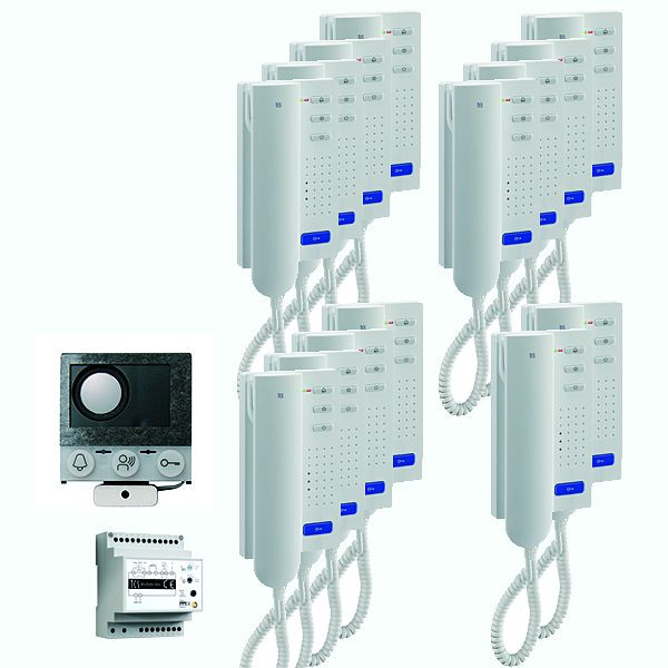 TCS audio:pack installatie voor 14 wooneenheden, met ingebouwde luidspreker ASI12000 + 14 x deurtelefoon ISH3030 + besturingseenheid BVS20, PAIH140/004