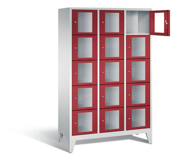 C+P lockerkast Classic, H1850xB1200xD500mm, kleur: lichtgrijs/robijnrood, 8010A325 S10001