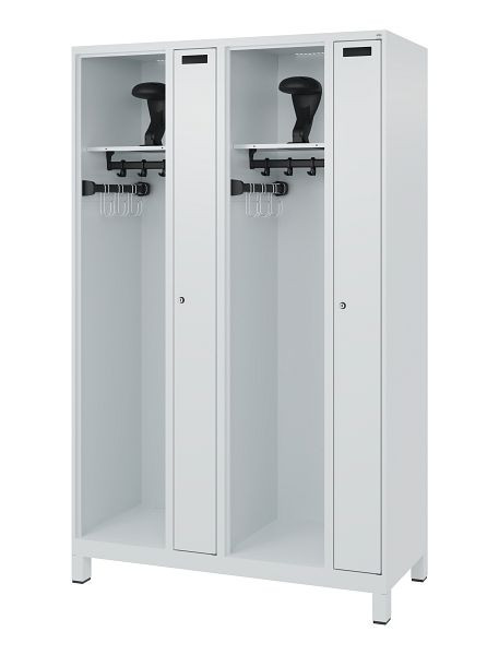 C+P brandweerkast Evolo, model KOMBI, 4 compartimenten, H1850B1200T500 mm, lichtgrijs, voeten, 0494015-24 S10006