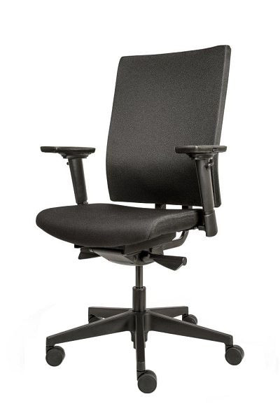 Lüllmann bureaudraaistoel met 3D-armleuningen, gestoffeerd, kunststof onderstel, zwart, 210420