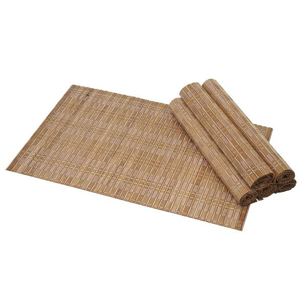 Mendler 6-delige placemat HWC-C13, placemat, placemat, bamboe wasbaar 45x30cm, donkerbruin, 60925