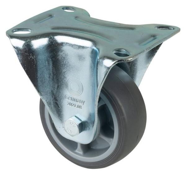 BS rollen transportrol, vaste rol, breedte 32 mm, Ø80 mm, tot 100 kg, grijze thermoplastische banden, kunststof wiellichaam, kogellagers, plaat, L410.A85.082
