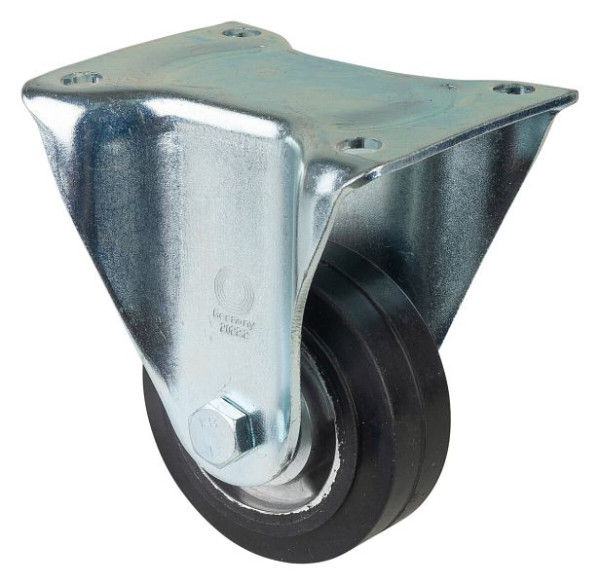 BS Rollen Zwaarlastwiel, bokwiel, wielbreedte 40 mm, wiel-Ø 100 mm, draagvermogen 150 kg, zwarte elastische banden, aluminium, kogellagers, N110.B80.101