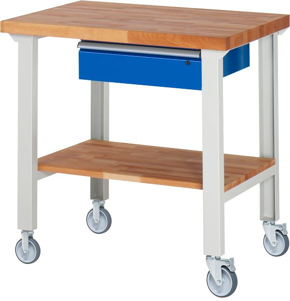 RAU verrijdbare werkbank 7001A7, 1000x700x1000mm, elk 2 bokwielen en zwenkwielen, 05-7001A7-107B4S22.11