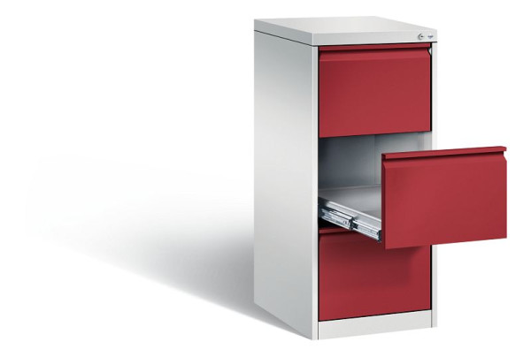C+P archiefkast Acurado, H1045xB433xD590mm, kleur: lichtgrijs/robijnrood, stuurstang, 12423-321 S10006