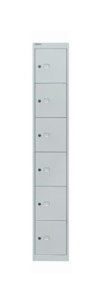 Bisley kantoorlockerkast, 1 vak, 6 vakken, lichtgrijs, CLK126645