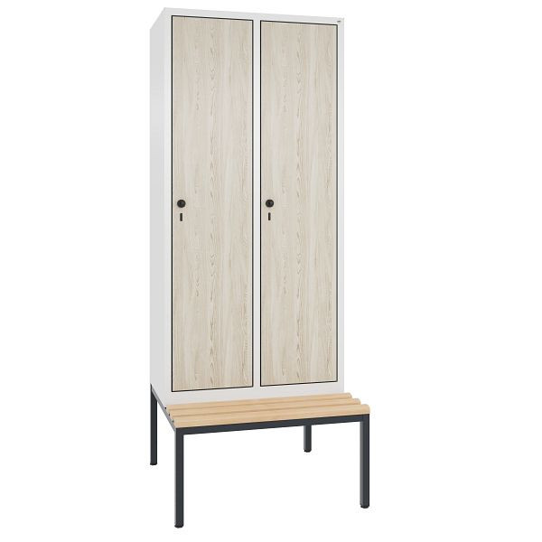 C+P kledingkast Evolo, H2090xB810xD815mm, kleur: wit/HPL essen, 48050-22 S10293