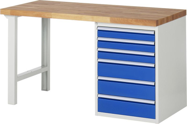 RAU werkbank serie 7000 - modulair ontwerp, onderbouwbak (6x laden), 1500x840x700 mm, 03-7515A1-157B4S.11