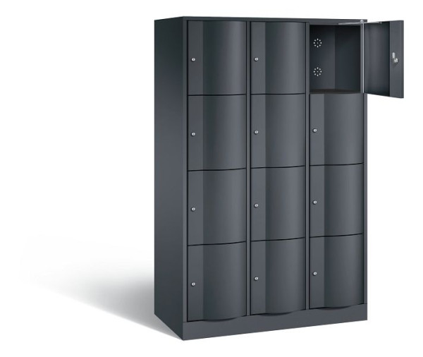 C+P lockerkast Resisto, H1950xB1148xD540mm, kleur: zwart-grijs, 8470-372 S10101