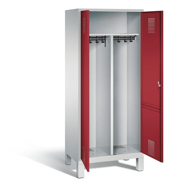 C+P zwart wit kastje Evolo, H1850xW810xD500mm, kleur: lichtgrijs/robijnrood, 48012-22 S10070