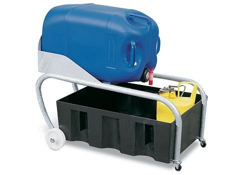 DENIOS ballonkipper BK 2-60, verzinkt, voor 60 liter kunststof ballon, inclusief PE opvangbak, 130-506